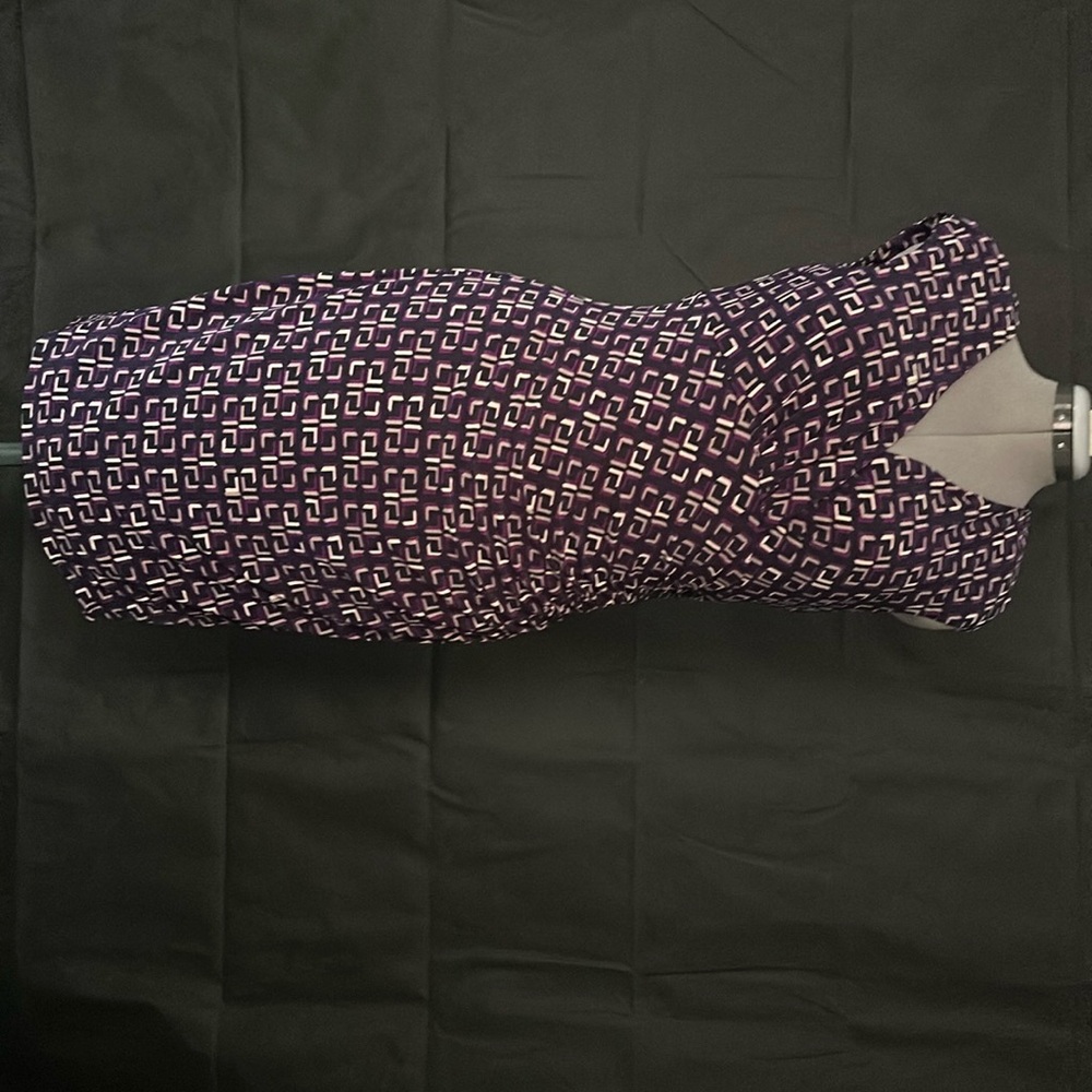 Ralph Lauren business casual purple print dress size 10 polyester